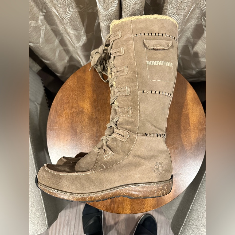 Timberland  Women’s Tall Boot Granby Leather Sherpa Waterproof Boots, Size 10 - Picture 8 of 12